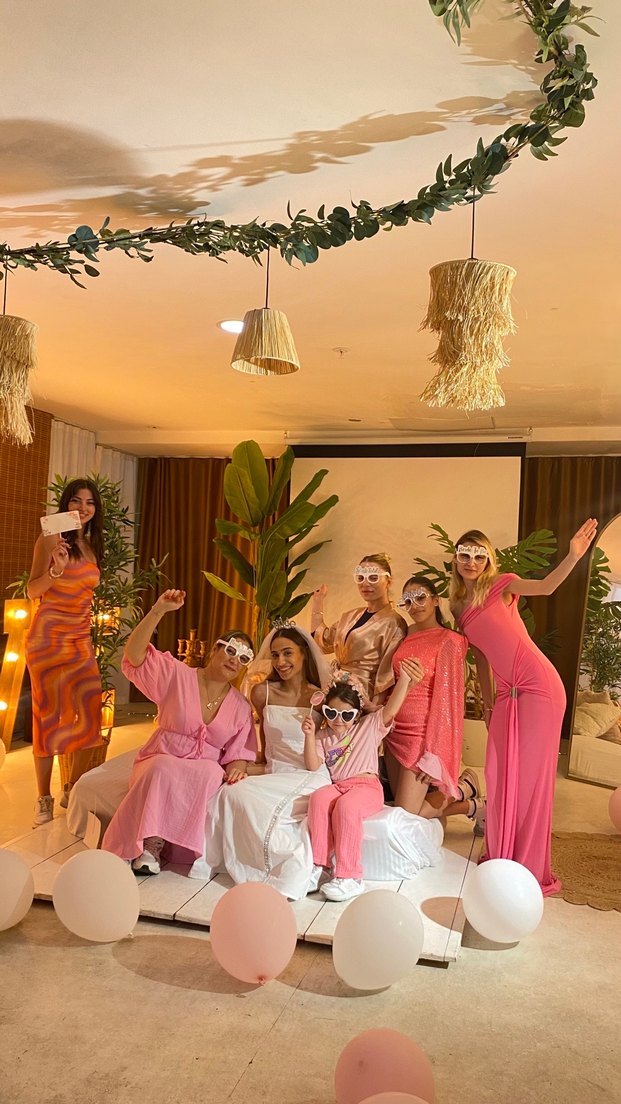 Pembe Drapeli Uzun Abiye Elbise - Görsel 2