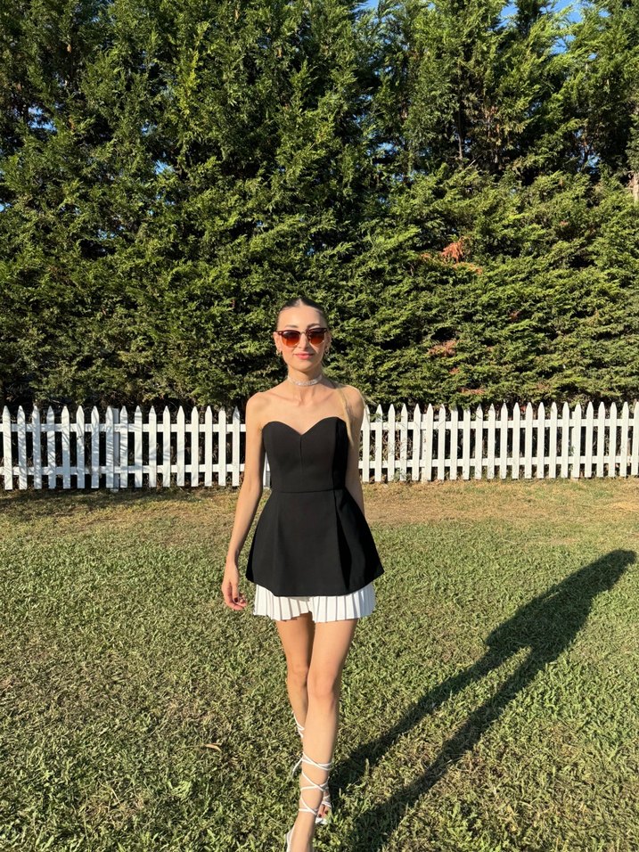 Dantel Detaylı Siyah Mini Mezuniyet Elbisesi - Görsel 4