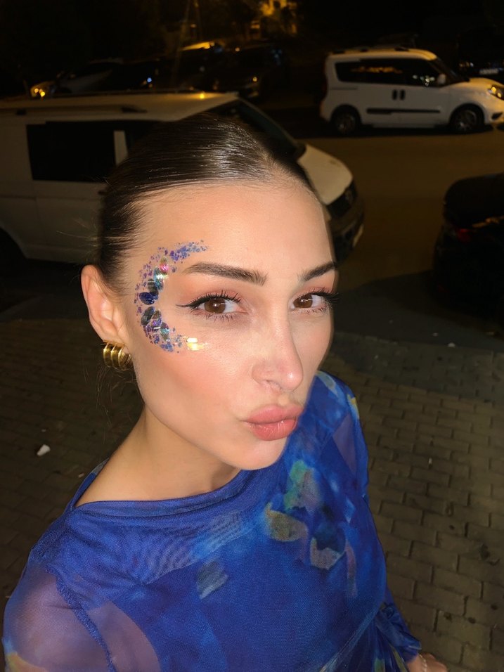 Mavi tül detaylı Abiye Elbise - Görsel 2