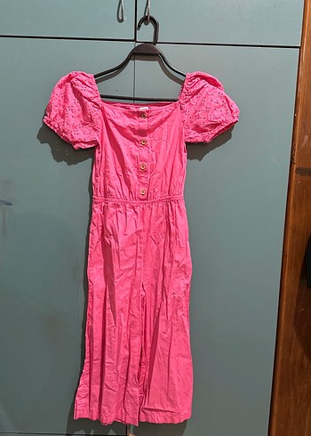 Kız Çocuk Pembe Düğmeli tulum
