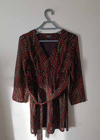 Puantiyeli belden bağlamalı mini elbise - Görsel 5