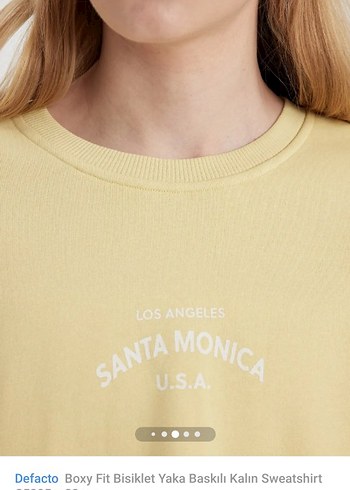 Defacto Sarı Bisiklet Yaka Baskılı Sweatshirt - Görsel 5