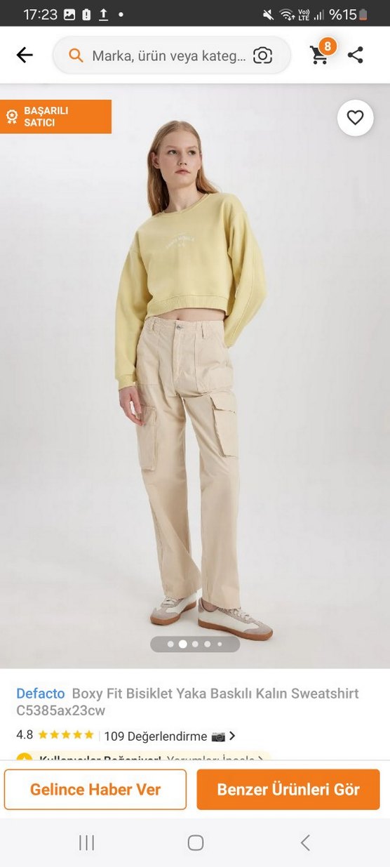 Defacto Sarı Bisiklet Yaka Baskılı Sweatshirt - Görsel 2