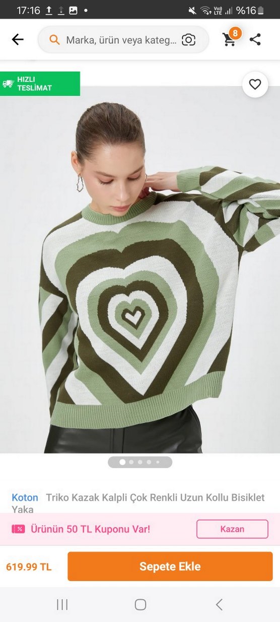 Koton Kalpli Çok Renkli Uzun Kollu Triko Kazak - Görsel 3