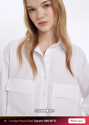 Beyaz Düğmeli Mini Pamuklu Kadın Gömlek - Görsel 5