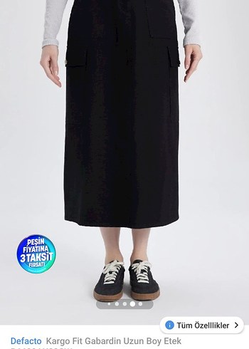 Defacto Siyah Gabardin Kargo Etek - Görsel 6