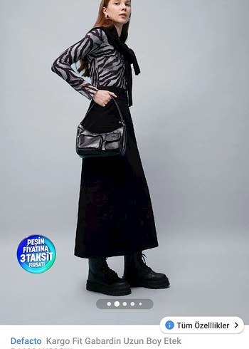 Defacto Siyah Gabardin Kargo Etek - Görsel 2