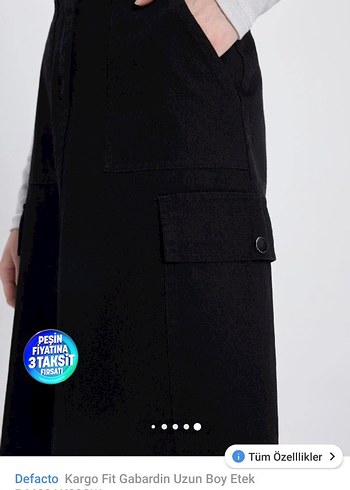 Defacto Siyah Gabardin Kargo Etek - Görsel 7