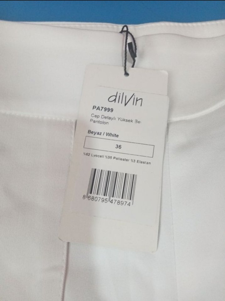Beyaz Midi Kadın Pamuk Pantolon - Görsel 3