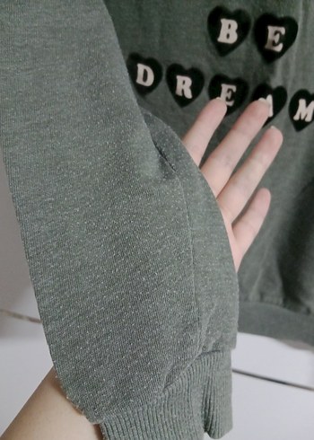 m Beden Haki Baskılı Uzun Kollu Kadın Sweatshirt