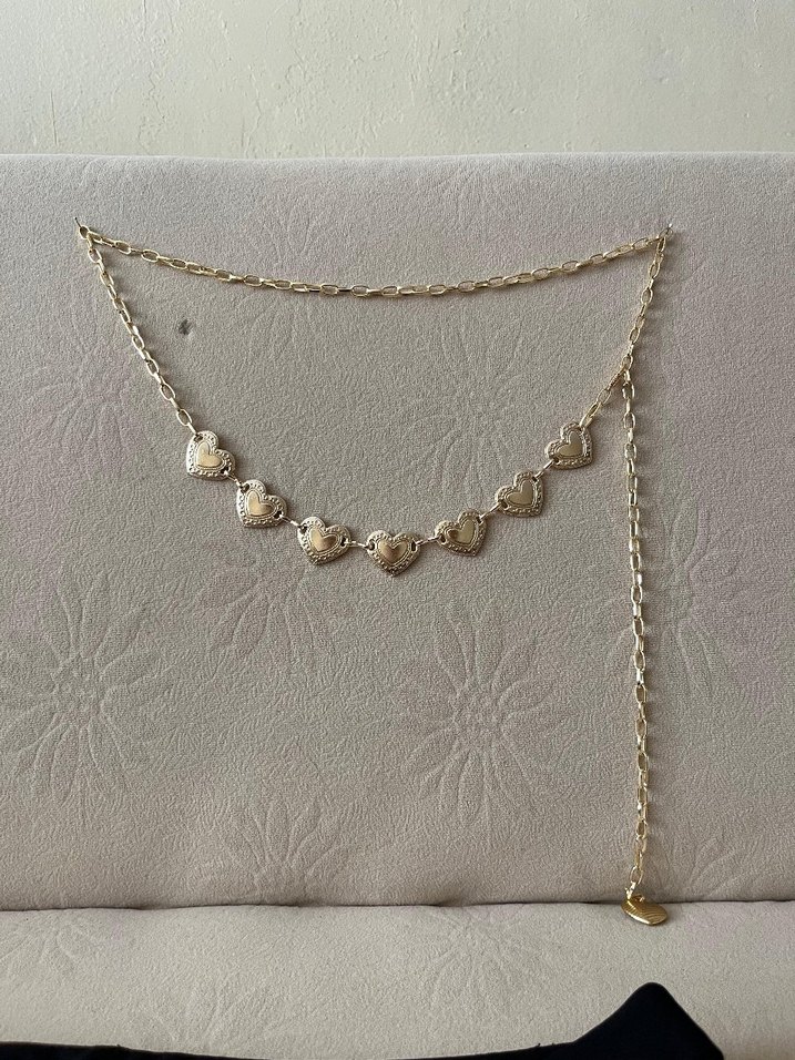 Altın Renkli İşlemeli Zincir Detaylı Vücut Zinciri - Görsel 3