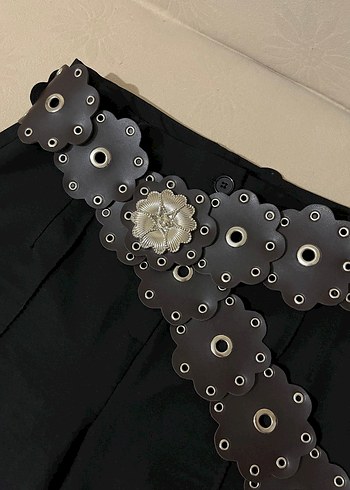 Beden Koyu Kahverengi Gotik Deri Kemer