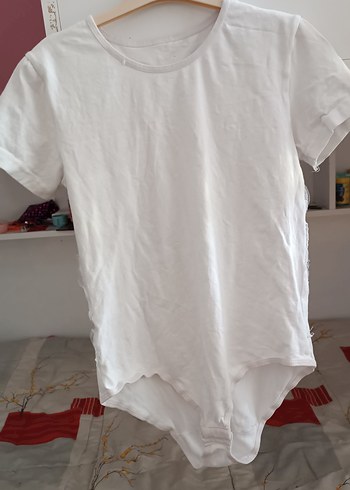 Beyaz Pamuklu Hamile Tişörtü, Kısa Kollu