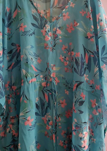 Bohem V Yaka Turkuaz Kimono - Görsel 2