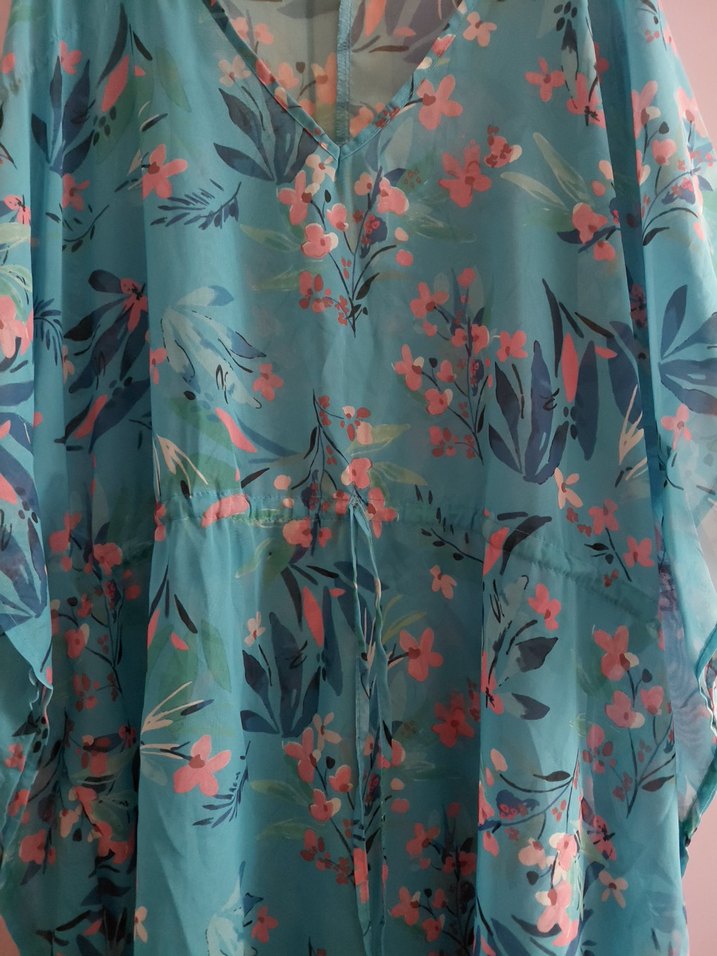 Bohem V Yaka Turkuaz Kimono - Görsel 2