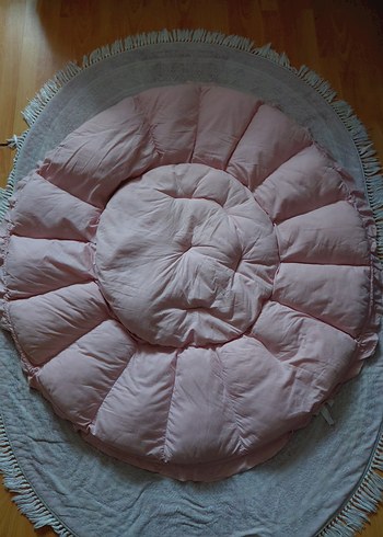 Pembe Keten Çocuk Uyku Oyun Minderi - Görsel 3