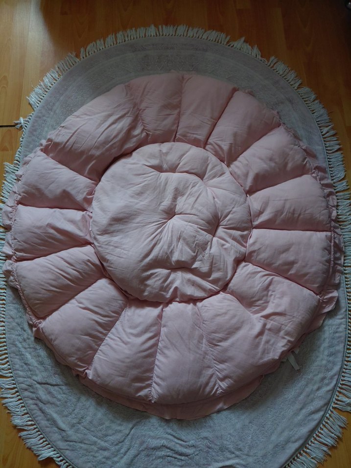 Pembe Keten Çocuk Uyku Oyun Minderi - Görsel 3