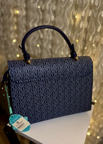 Klasik Mavi ve Kahve  Baskılı Kadın Çanta Elizabeth - Görsel 2