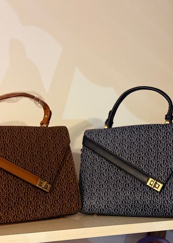 Klasik Mavi ve Kahve  Baskılı Kadın Çanta Elizabeth - Görsel 3