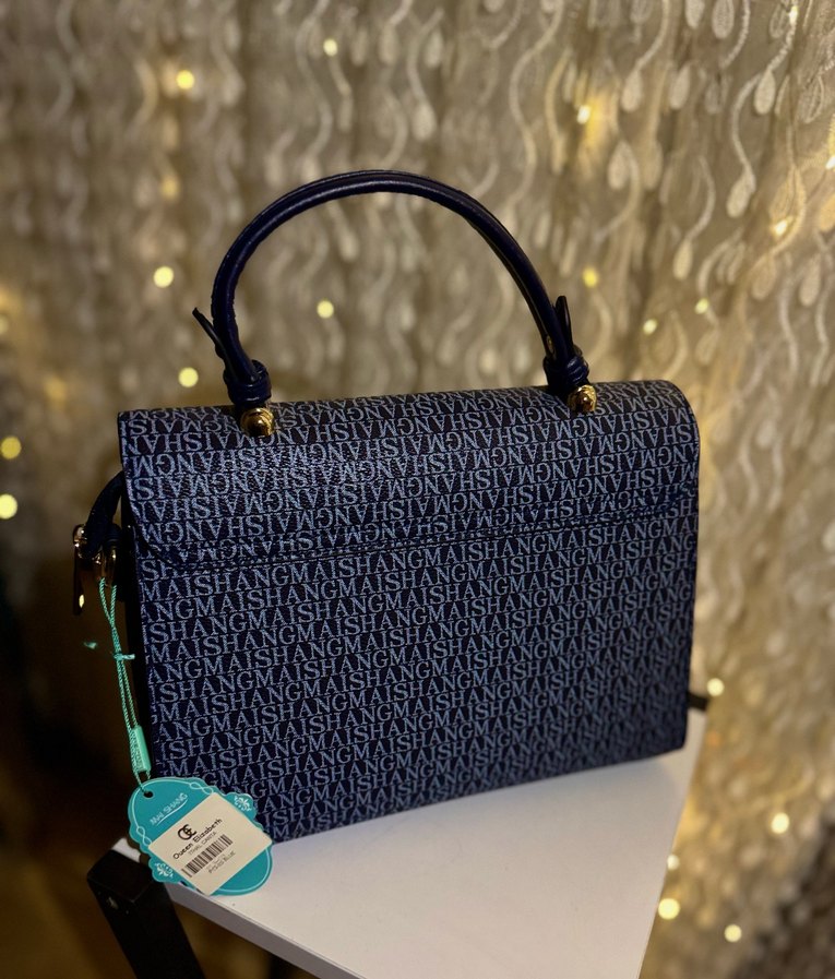 Klasik Mavi ve Kahve  Baskılı Kadın Çanta Elizabeth - Görsel 2