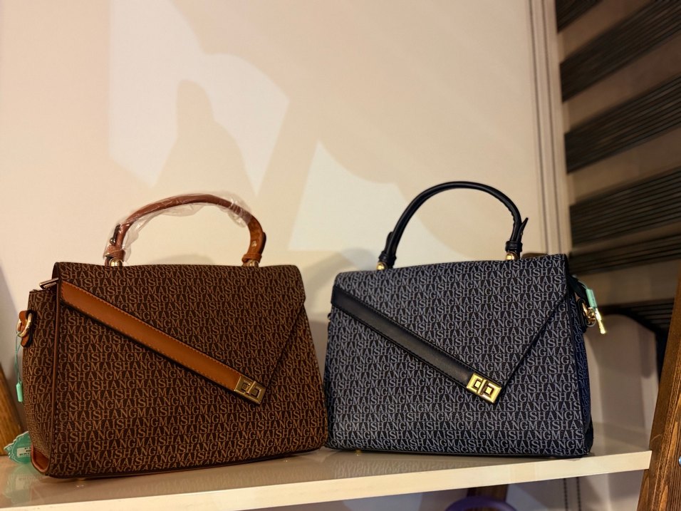 Klasik Mavi ve Kahve  Baskılı Kadın Çanta Elizabeth - Görsel 3