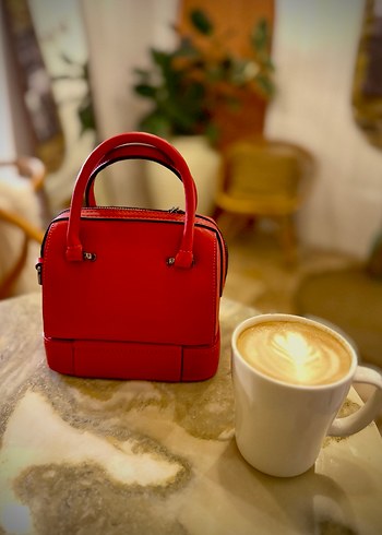 Kırmızı özel makyaj kutulu Elizabeth çanta - Görsel 2