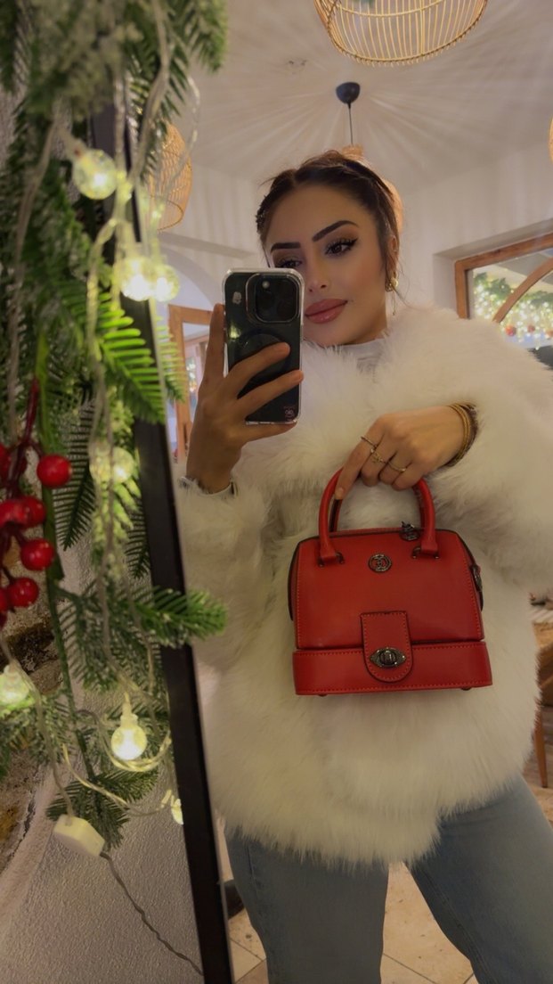 Kırmızı özel makyaj kutulu Elizabeth çanta - Görsel 4