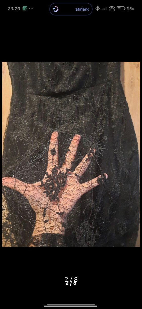 Siyah Vintage Uzun Abiye Elbise - Görsel 5