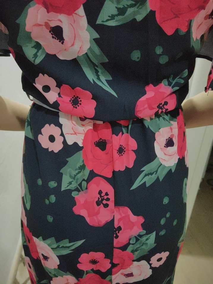 Çiçek Desenli Siyah Bohem Uzun Elbise - Görsel 3