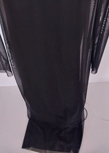 m Beden Uzun Siyah Gotik Yüksek Yakalı Elbise
