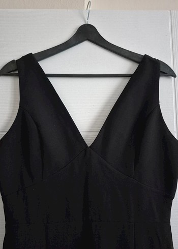 Siyah V Yaka Uzun Kadın Abiye Elbise - Görsel 2