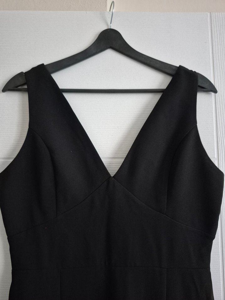 Siyah V Yaka Uzun Kadın Abiye Elbise - Görsel 2