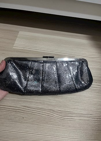 Gri Yılan Desenli Deri Kadın Clutch Çanta