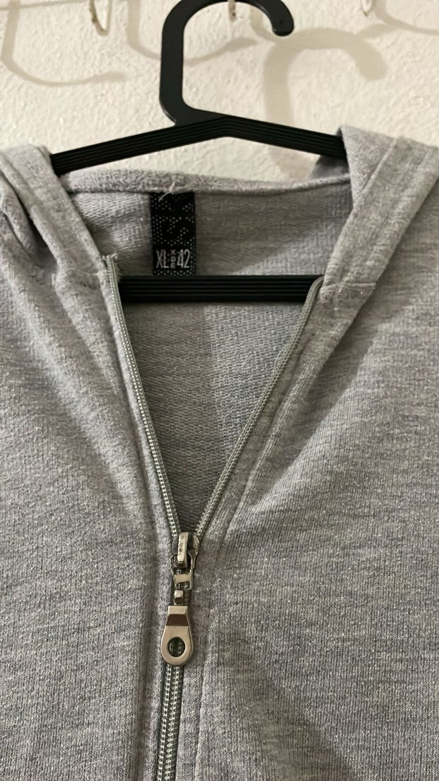 Gri Fermuarlı Kadın Sweatshirt - Görsel 2