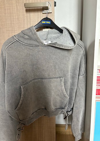 Gri Kemer Detaylı Kadın Sweatshirt