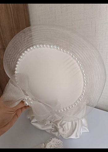 Dantelli Vintage Gelin Eldiveni, şapka ve elbise - Görsel 2