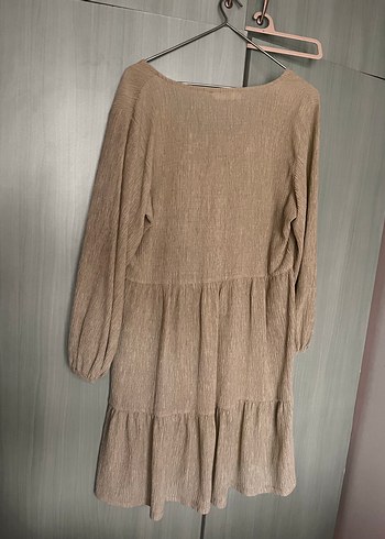 Açık yeşil tiril tiril uzun kollu elbise - Görsel 2