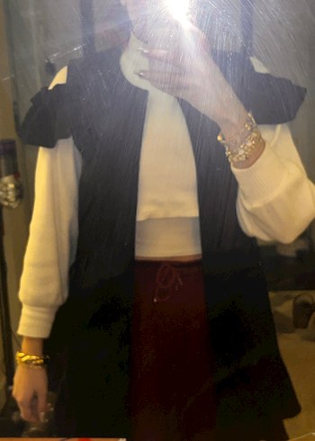 Siyah Kısa Kollu Midi Triko ceket - Görsel 4