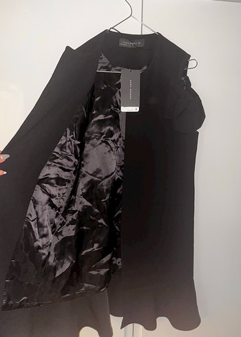 Siyah Kısa Kollu Midi Triko ceket - Görsel 2