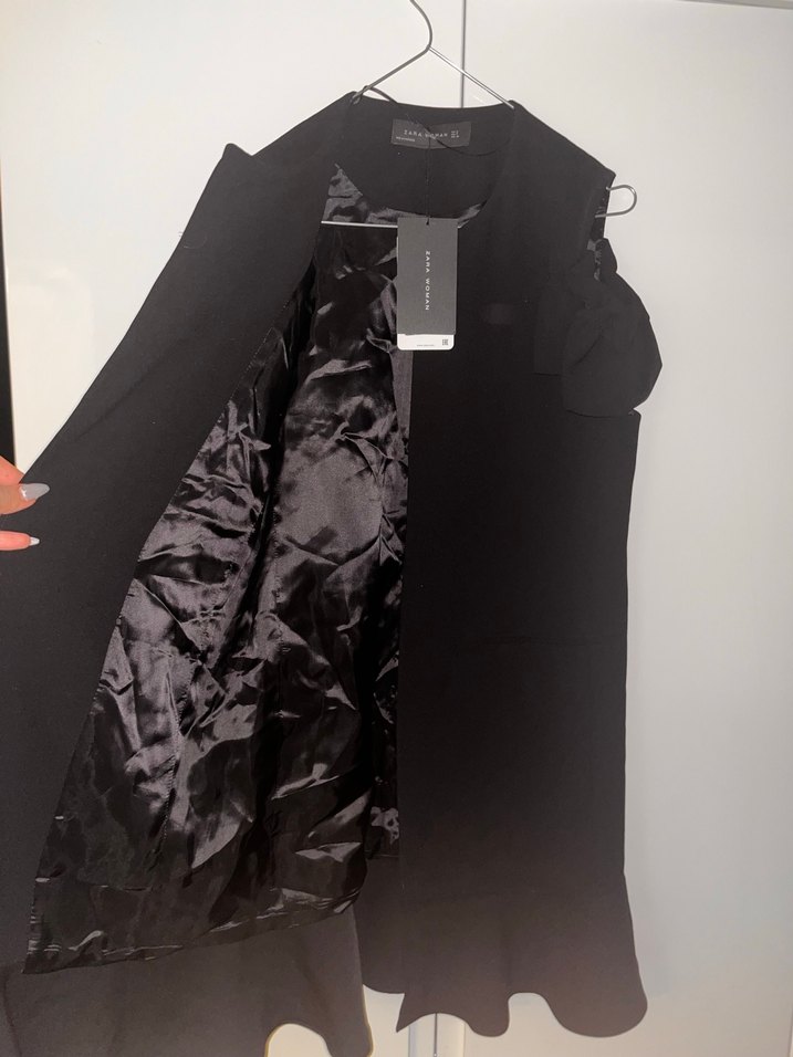 Siyah Kısa Kollu Midi Triko ceket - Görsel 2