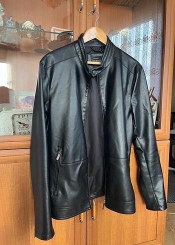 Defacto Siyah Erkek Deri Biker Ceket