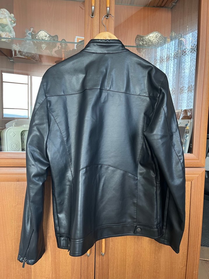 Siyah Erkek Deri Biker Ceket — görsel 3/5