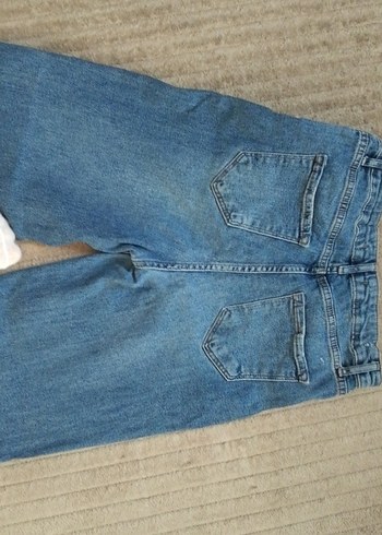 30 Beden Kadın Geniş Kesim Midi Boy Mavi Denim Pantolon