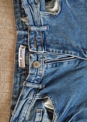 30 Beden mavi Renk Kadın Geniş Kesim Midi Boy Mavi Denim Pantolon