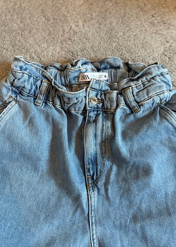 Gevşek Kesim Bel Detaylı Mavi Kadın Kot Pantolon - Görsel 3