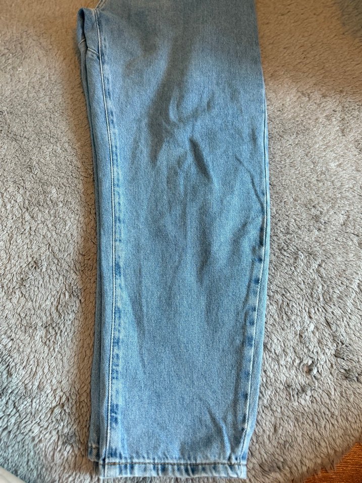 Gevşek Kesim Bel Detaylı Mavi Kadın Kot Pantolon - Görsel 2