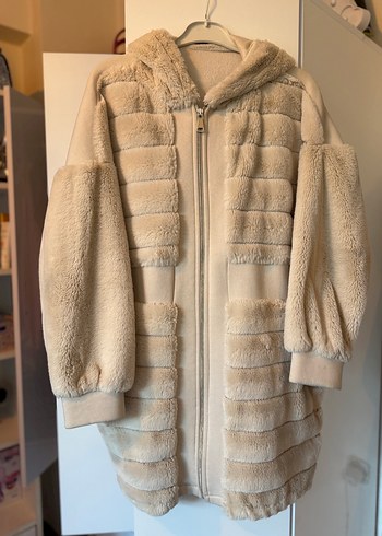 Kadın Bej Midi Peluş Ceket - Görsel 2