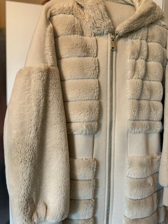 Kadın Bej Midi Peluş Ceket - Görsel 3