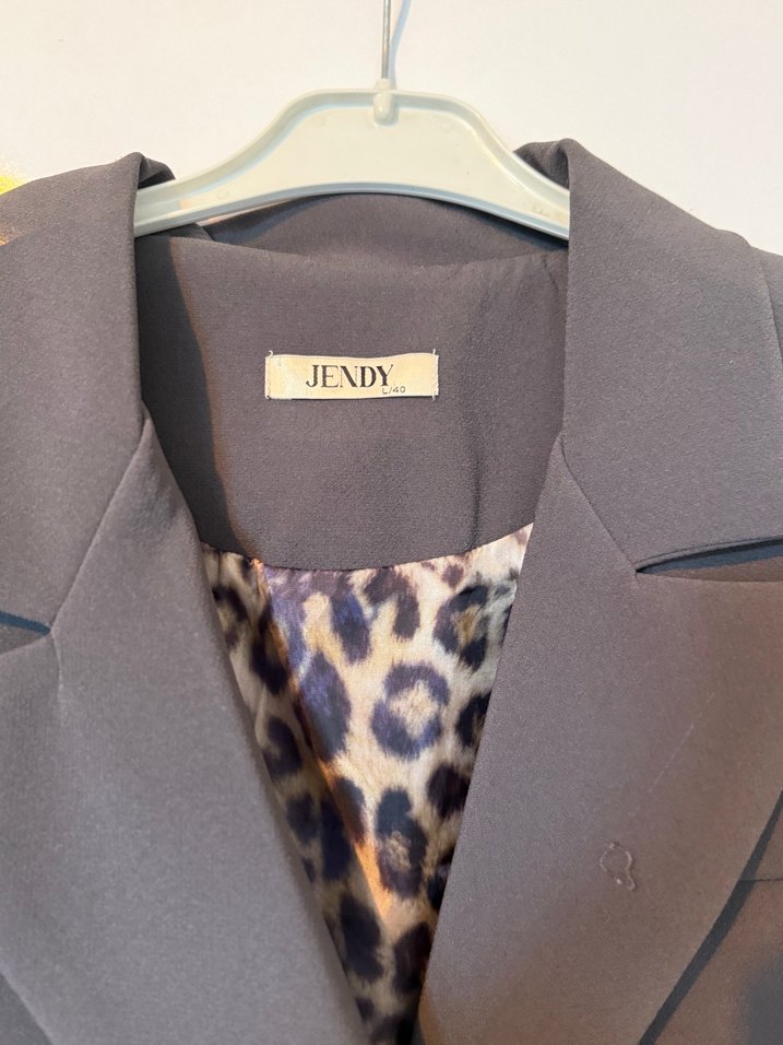 Leopar Desenli Gri Kadın Blazer Ceket - Görsel 2