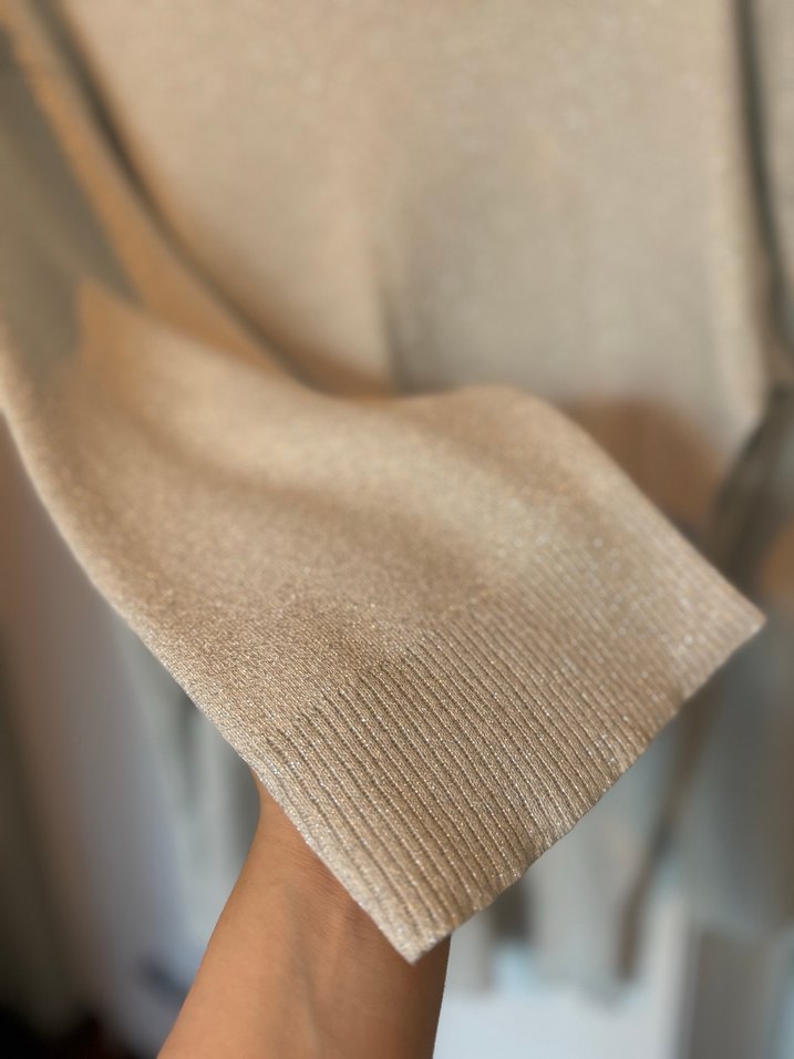 Bej Kadın Uzun Kollu Triko Kazak - Görsel 2